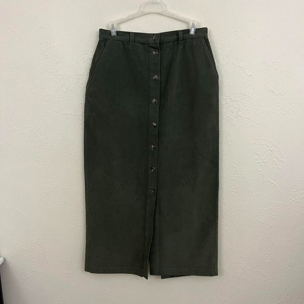 vintage 90s green elevated basic button front mid… - image 2